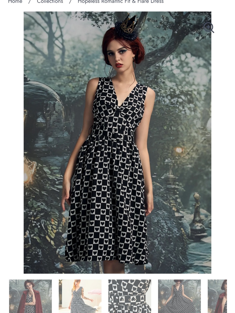 ModCloth Hopeless Romantic Fit and Flare Dress Black & White Checkerboard Hearts